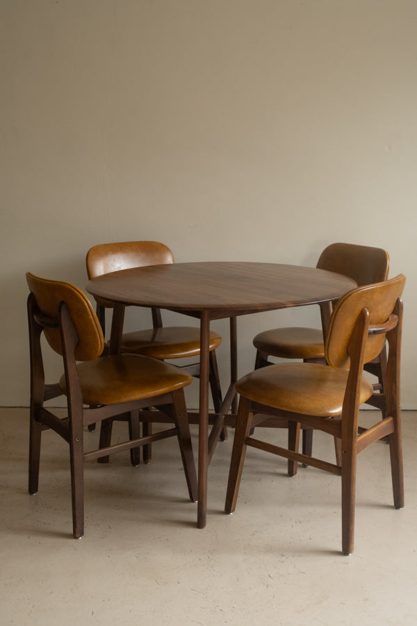 French Oak Mustard Dining Chairs, Set of 4